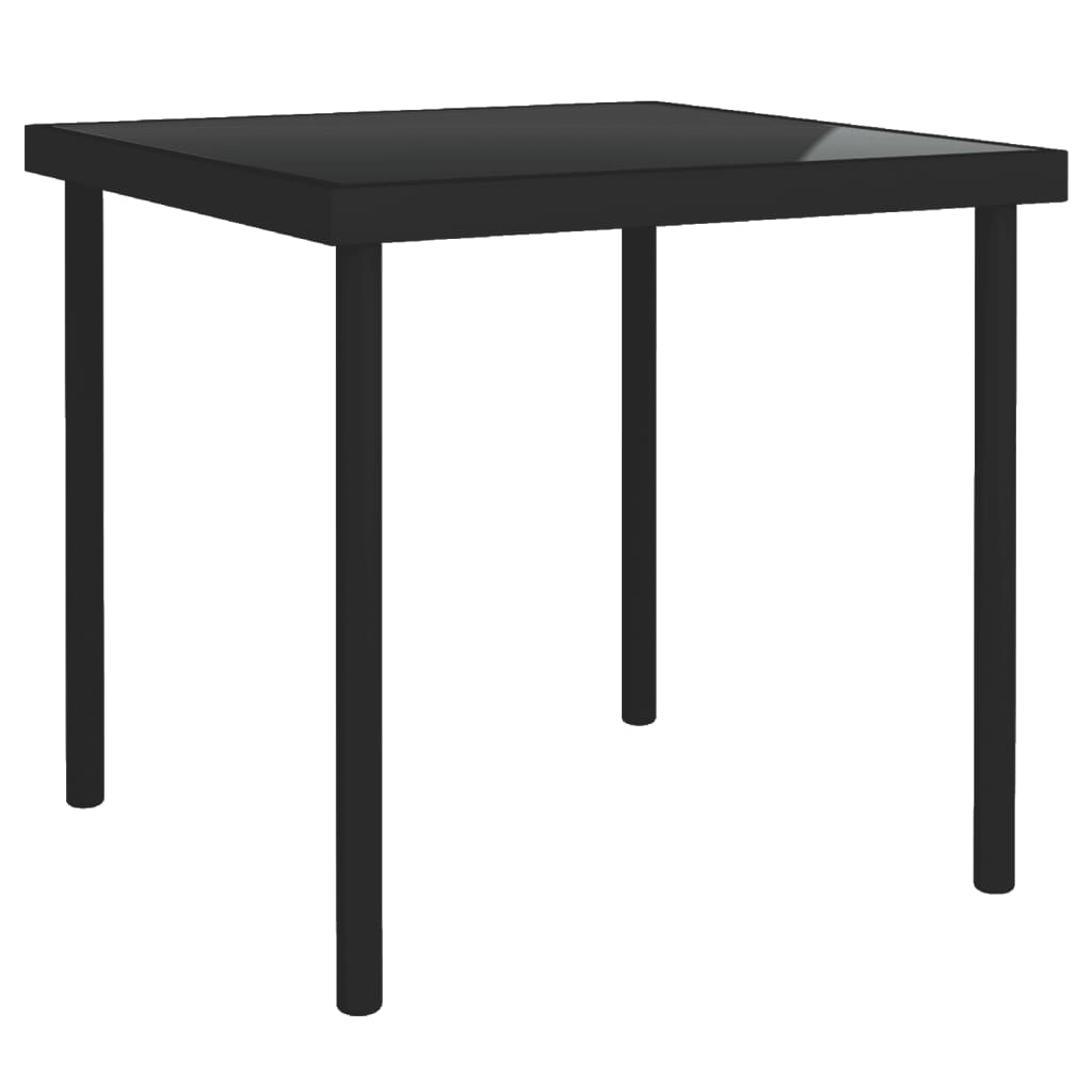 vidaXL Vrtni blagovaonski stol crni 80 x 80 x 72 cm staklo i čelik