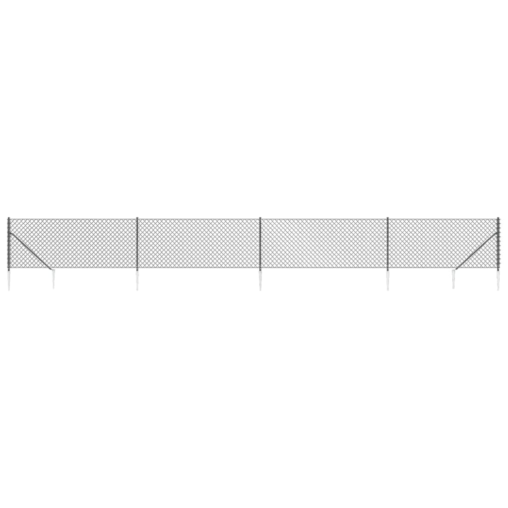 vidaXL Žičana ograda sa šiljastim držačima antracit 0,8 x 10 m