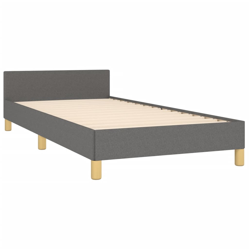 vidaXL Okvir za krevet s uzglavljem tamnosivi 90x190 cm od tkanine