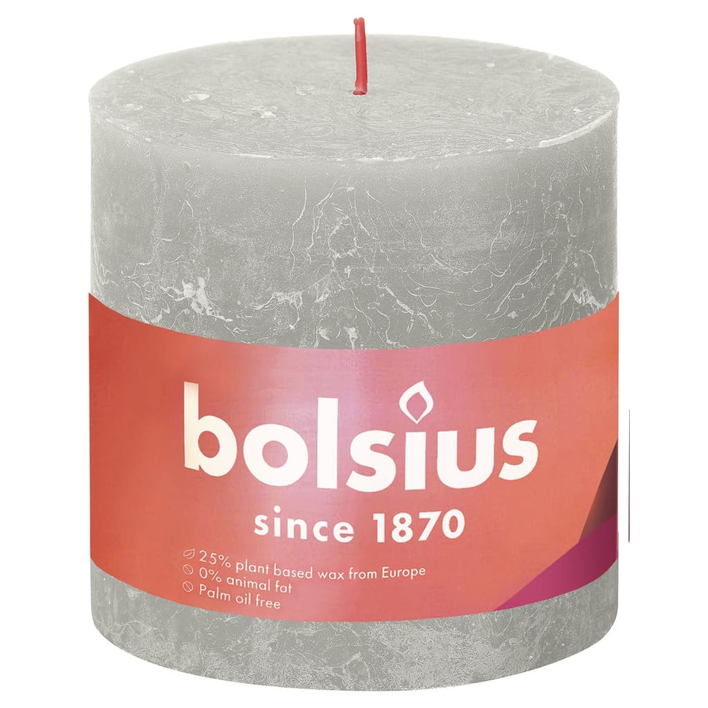 Bolsius rustične debele svijeće Shine 3 kom 100 x 100 mm pješčano sive