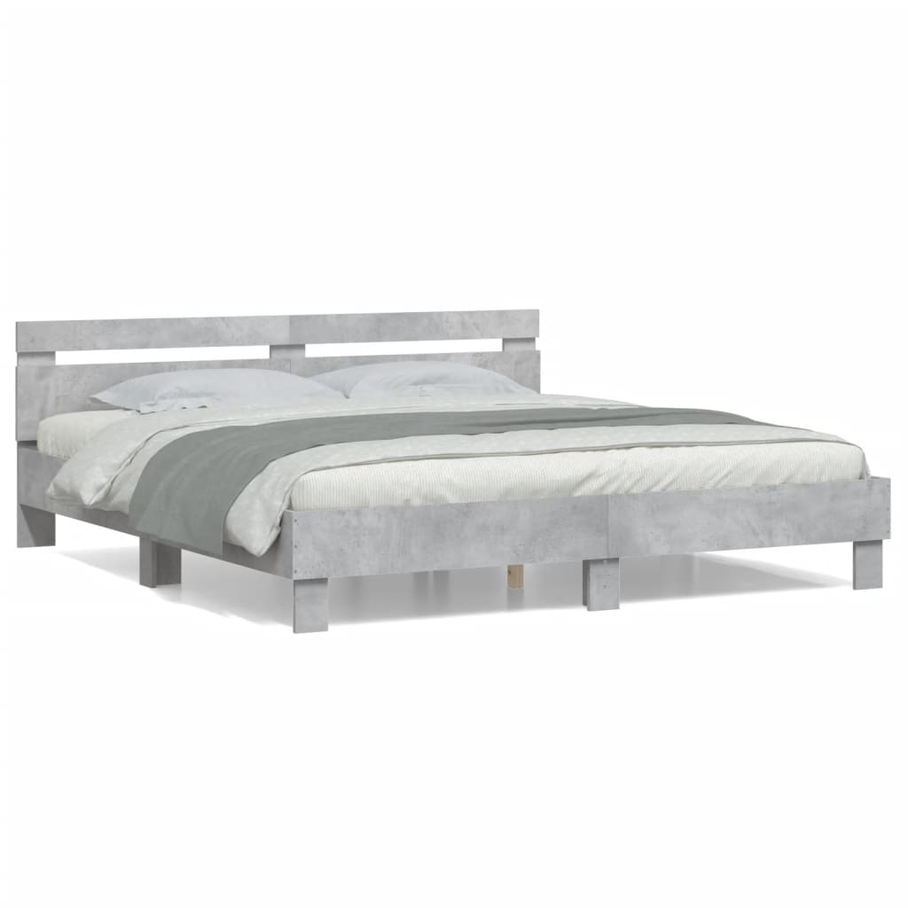vidaXL Okvir kreveta s uzglavljem siva boja betona 180 x 200 cm drveni
