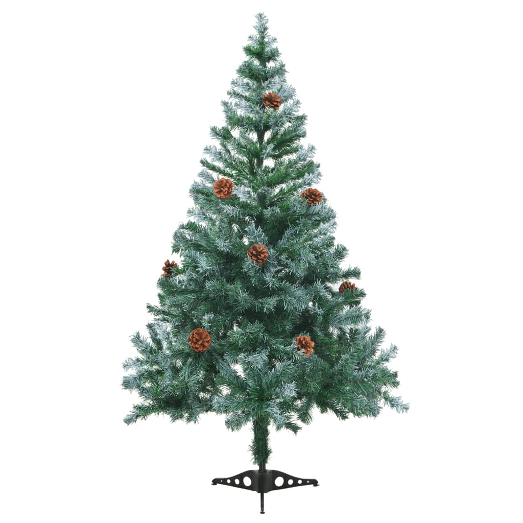 vidaXL Osvijetljeno božićno drvce s mrazom, kuglicama i šiškama 150 cm