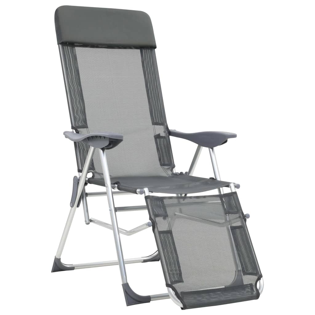 vidaXL Sklopive stolice za kampiranje s osloncima za noge 2 kom sive