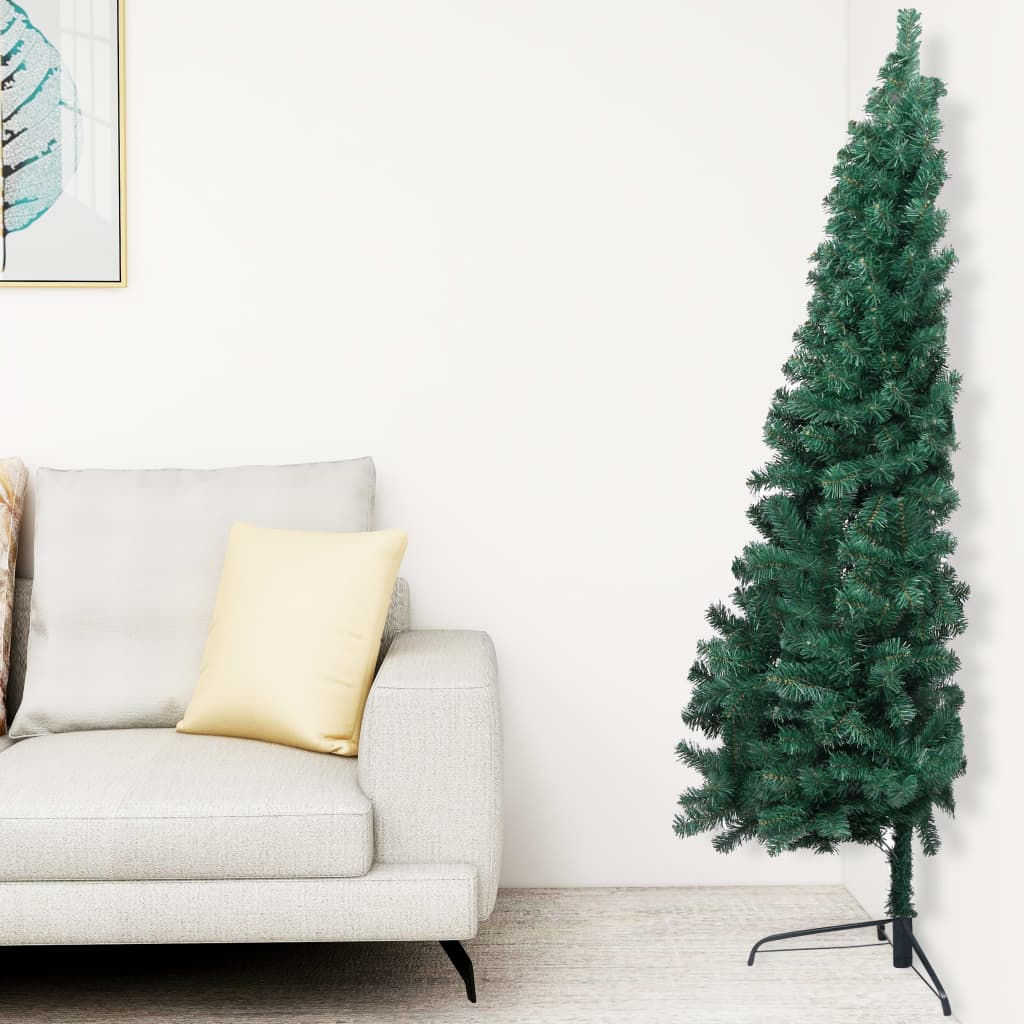 vidaXL Umjetna osvijetljena polovica božićnog drvca zelena 180 cm PVC
