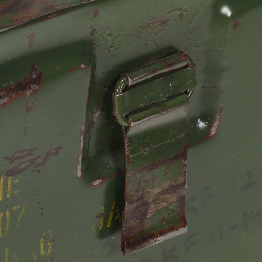 vidaXL Škrinja za pohranu u vojničkom stilu 68 x 24 x 66 cm željezna