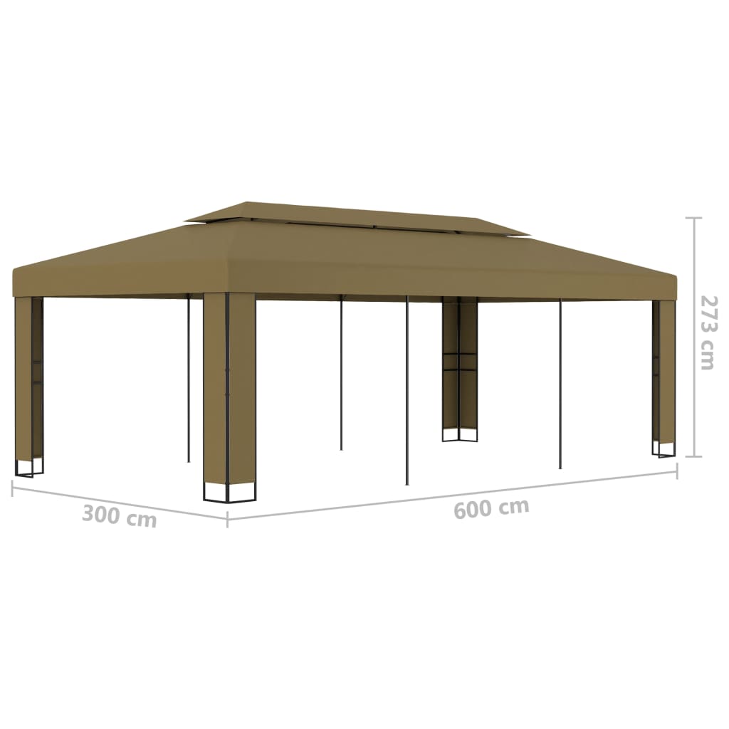 vidaXL Sjenica s dvostrukim krovom 3 x 6 m smeđe-siva 180 g/m²