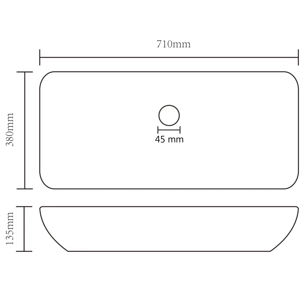 vidaXL Luksuzni pravokutni umivaonik mat tamnosmeđi 71x38 cm keramički