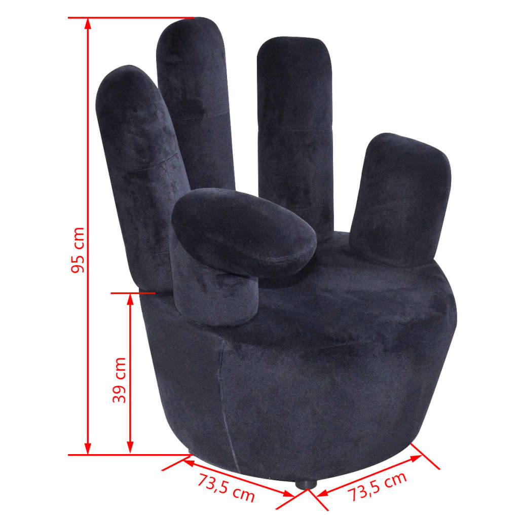 vidaXL Stolica u obliku ruke baršunasta crna