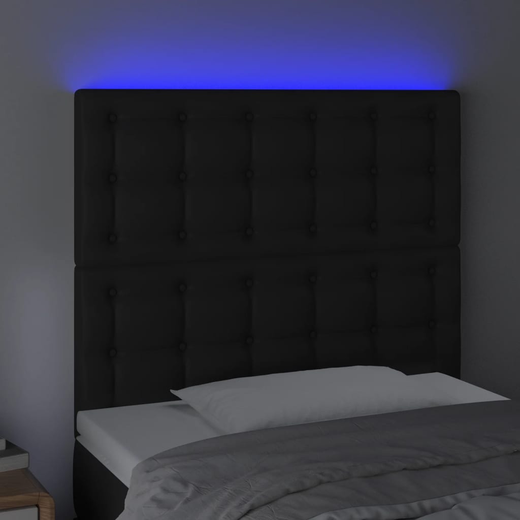 vidaXL LED uzglavlje crno 100x5x118/128 cm od umjetne kože