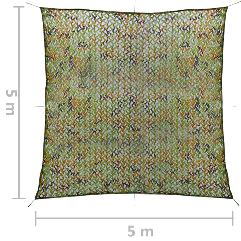 vidaXL Kamuflažna mreža s torbom za pohranu 5 x 5 m zelena
