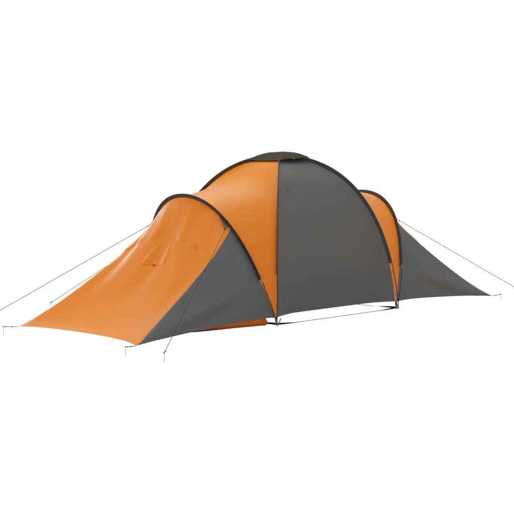 vidaXL Šator za kampiranje za 6 osoba sivo-narančasti