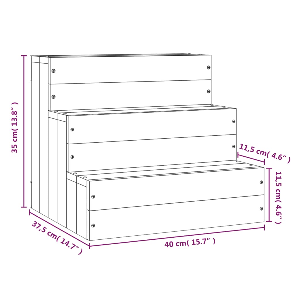 vidaXL Stepenice za kućne ljubimce smeđe 40 x 37,5 x 35 cm od borovine