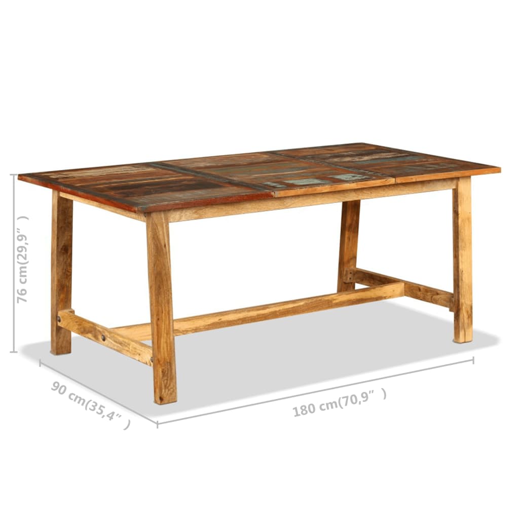 vidaXL Blagovaonski stol od masivnog obnovljenog drva 180 cm