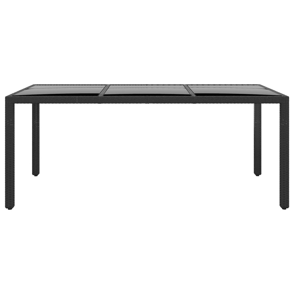 vidaXL Vrtni stol 190x90x75 cm od kaljenog stakla i poliratana crni