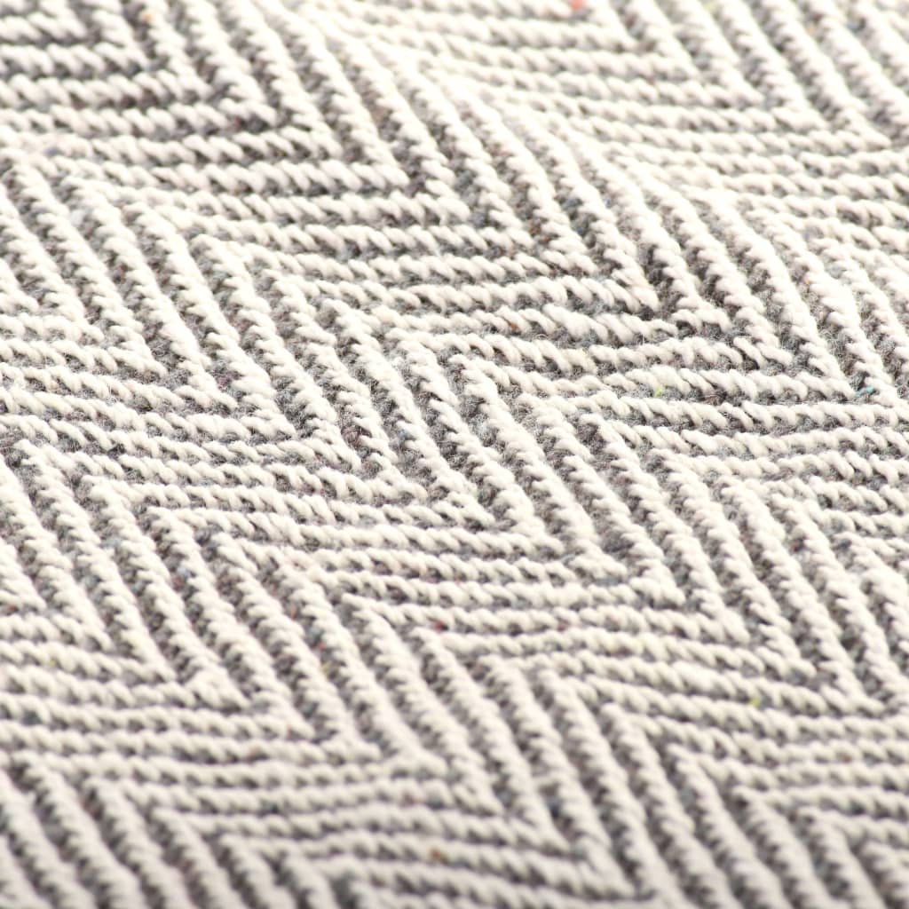 vidaXL Pamučni pokrivač s uzorkom riblje kosti 220 x 250 cm sivi