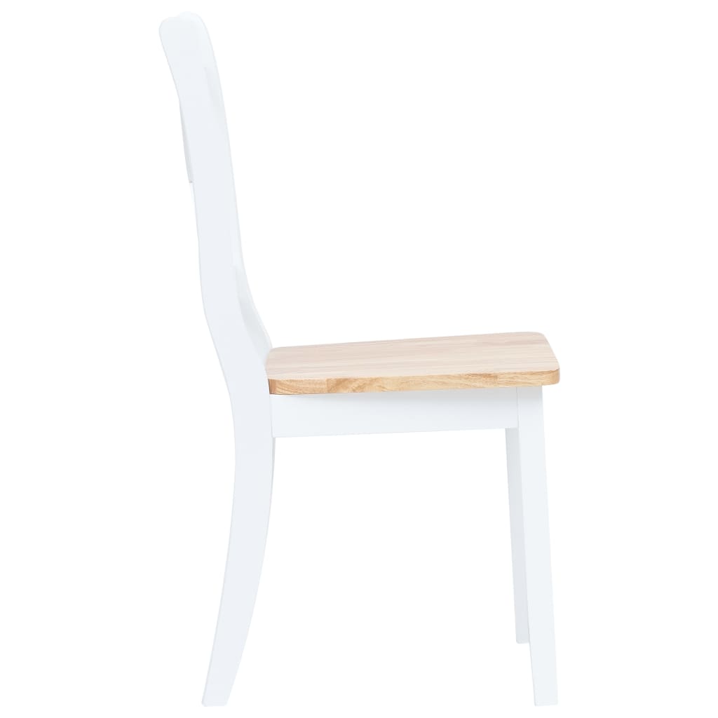 vidaXL Blagovaonske stolice bijele i prirodne 6 kom drvo kaučukovca