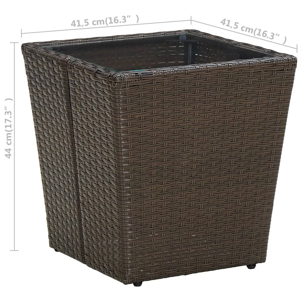 vidaXL Stolić za čaj smeđi 41,5x41,5x44 cm poliratan i kaljeno staklo