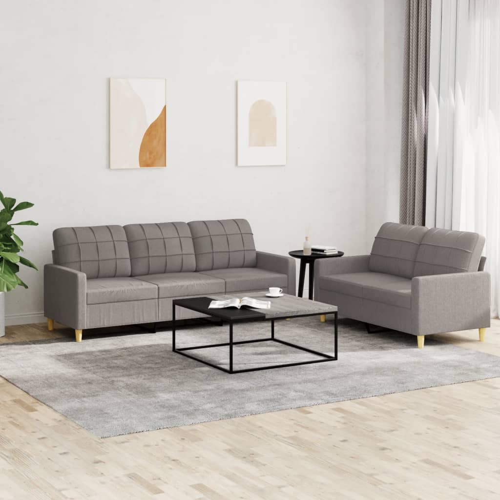 vidaXL 2-dijelni set sofa s jastucima smeđesivi od tkanine