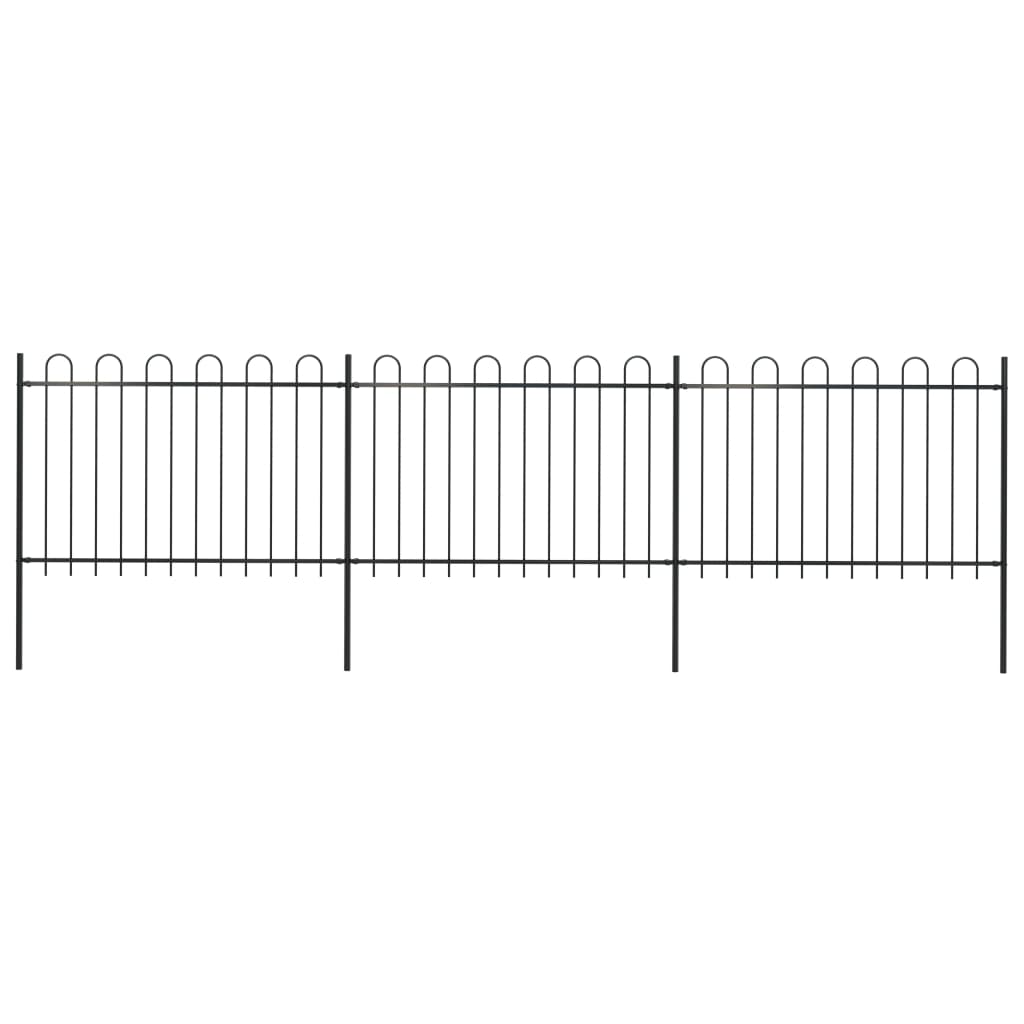 vidaXL Vrtna ograda s ukrasnim lukovima čelična 5,1 x 1,2 m crna