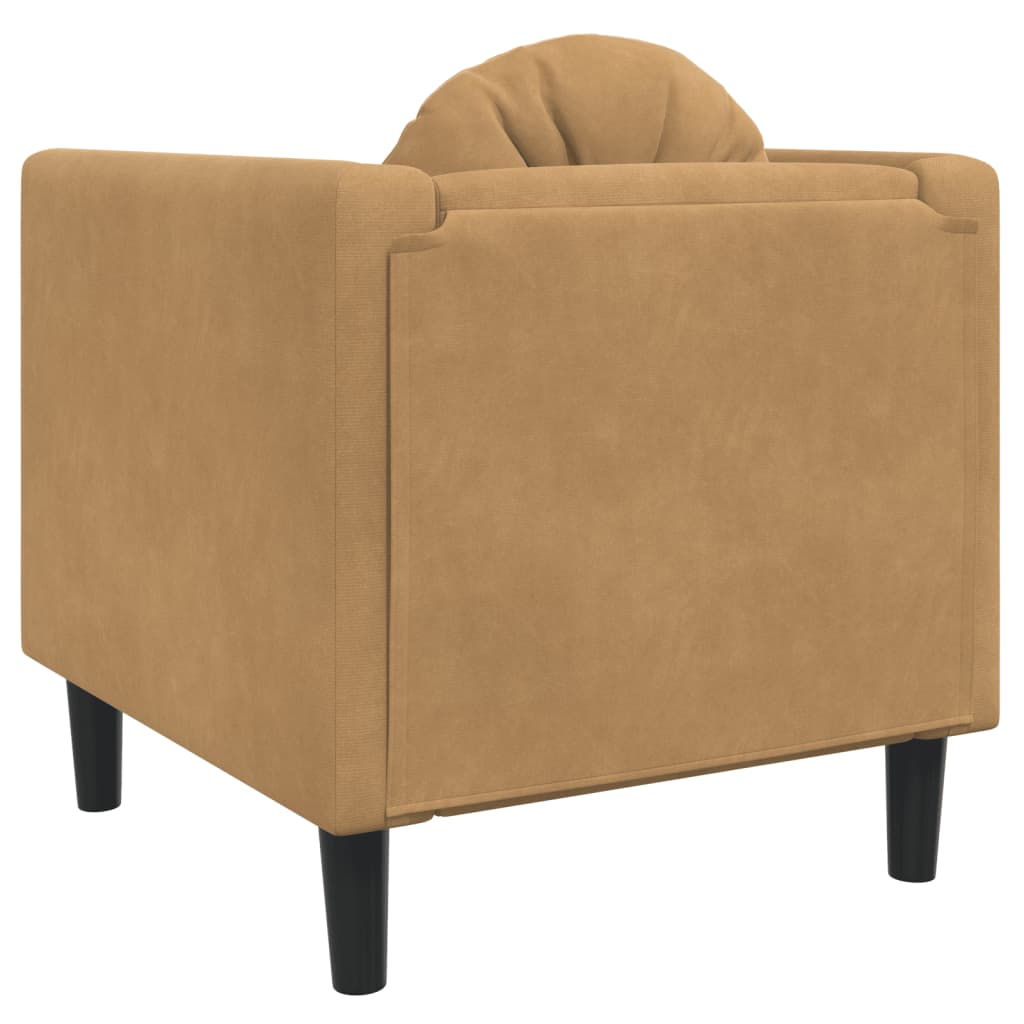 vidaXL Fotelja s jastukom smeđa baršunasta