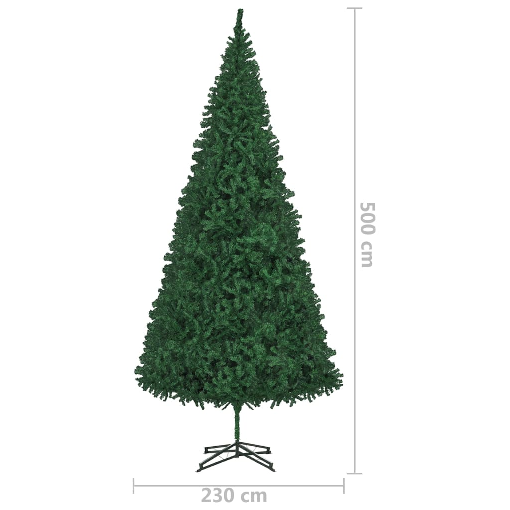 vidaXL Umjetno osvijetljeno božićno drvce s kuglicama 500 cm zeleno