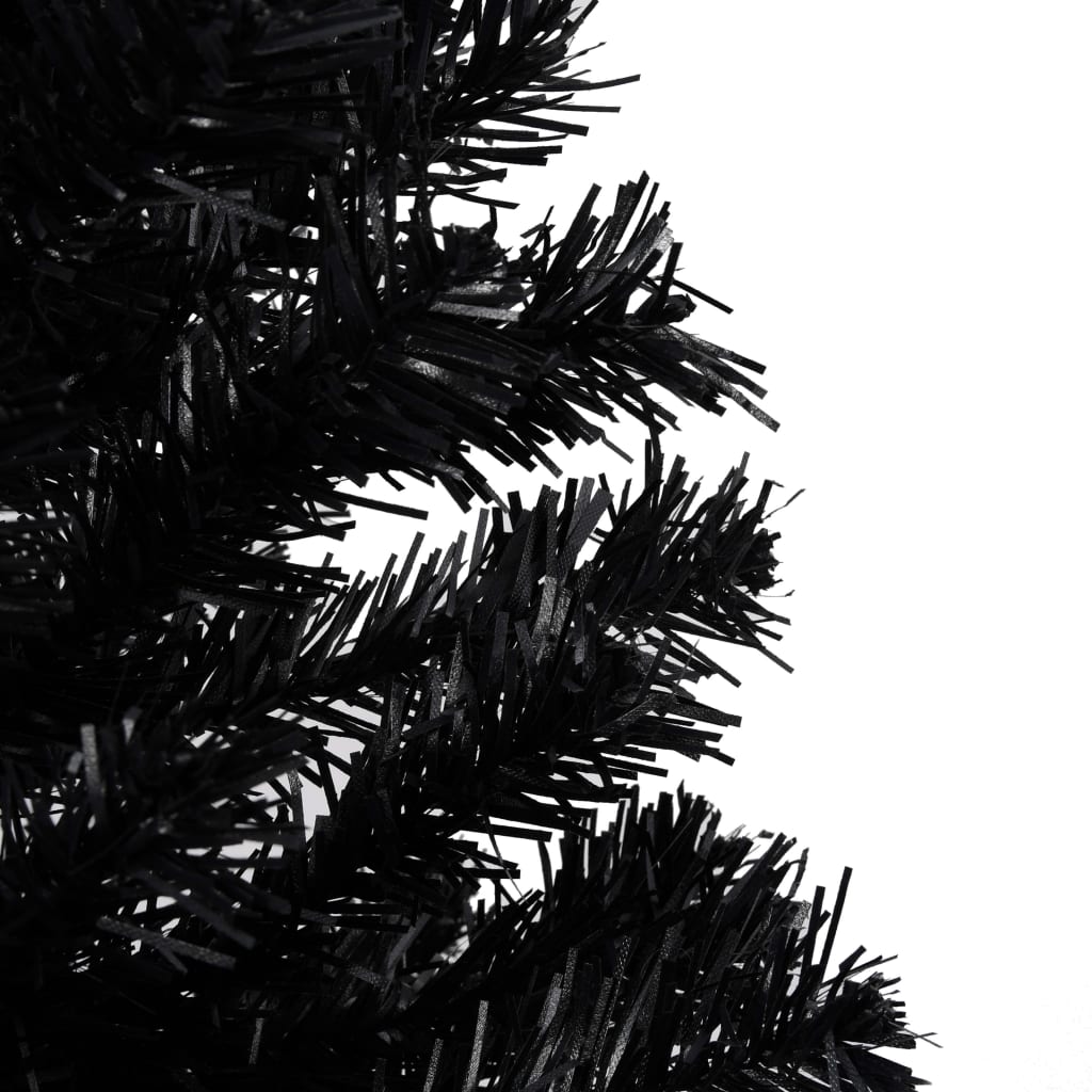 vidaXL Umjetno osvijetljeno božićno drvce sa stalkom crno 210 cm PVC