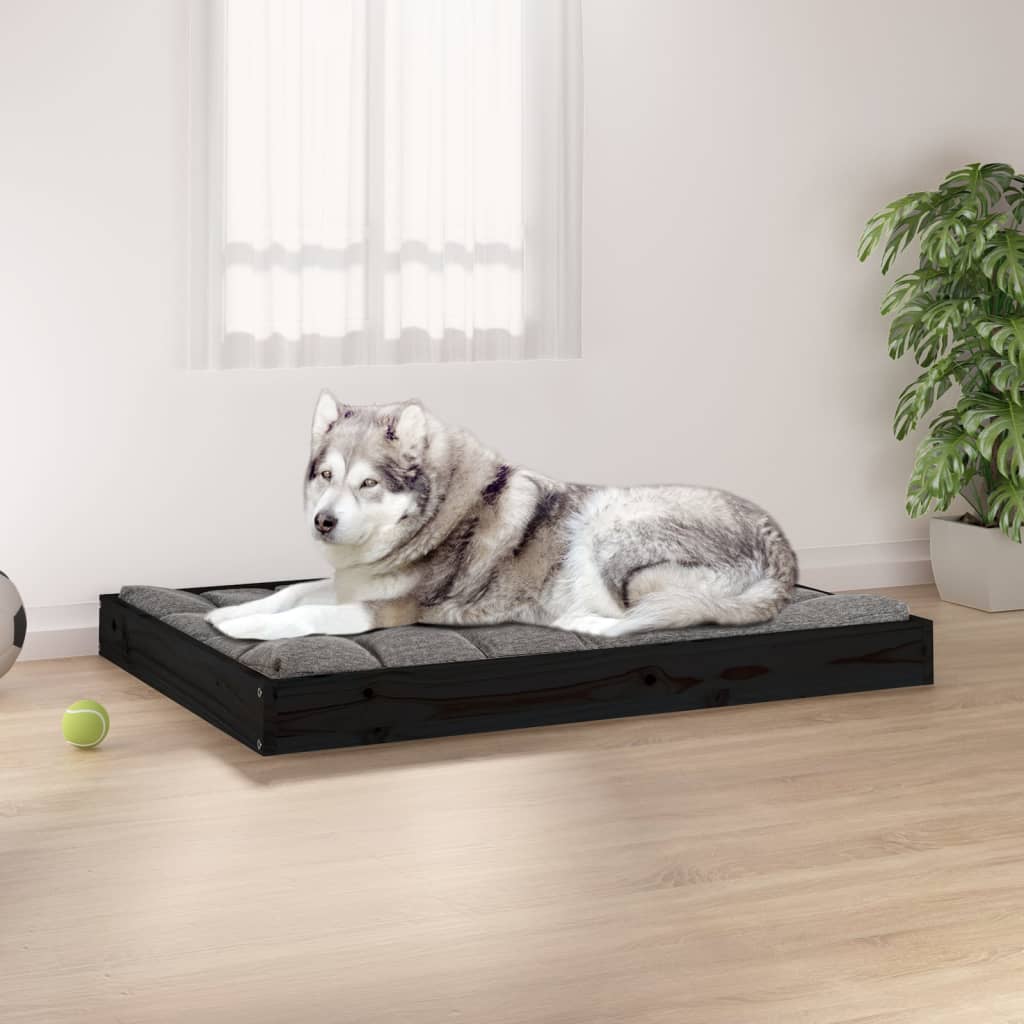 vidaXL Krevet za pse crna 101,5x74x9 cm od masivne borovine