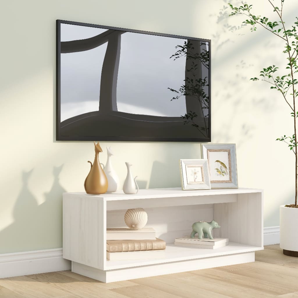 vidaXL TV ormarić bijeli 90 x 35 x 35 cm od masivne borovine