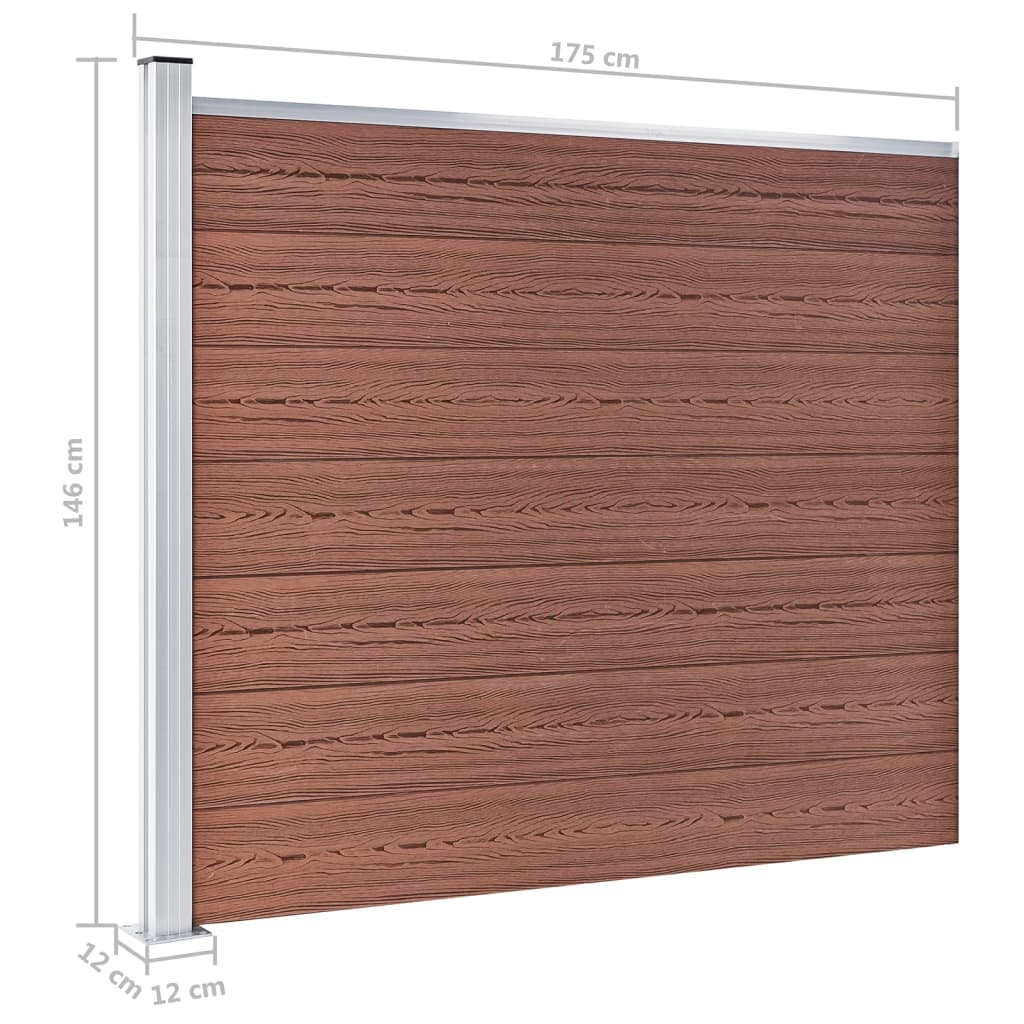 vidaXL Set panela za ogradu WPC 353 x 146 cm smeđi