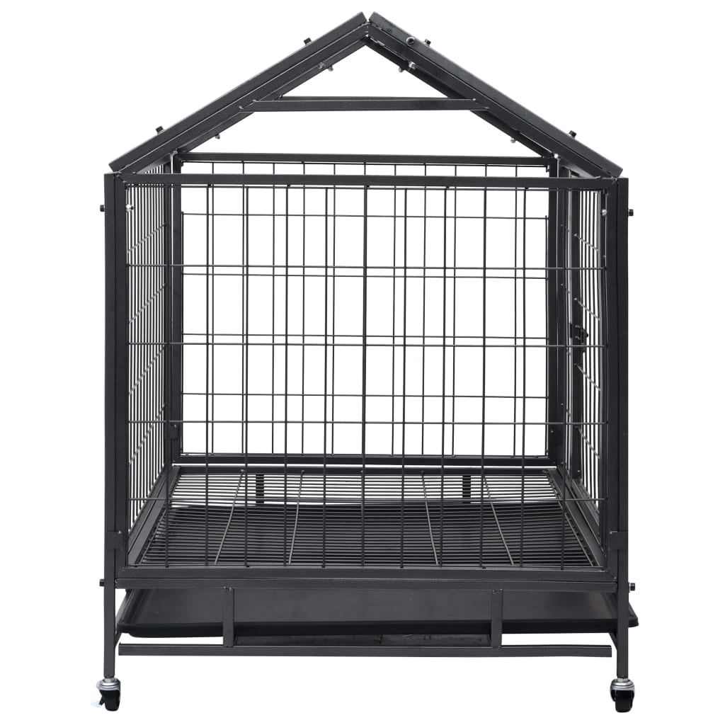 vidaXL Izdržljivi kavez za pse s kotačima čelični 98 x 73 x 99 cm