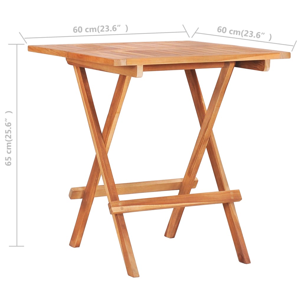 vidaXL Sklopivi bistro stol 60 x 60 x 65 cm od masivne tikovine