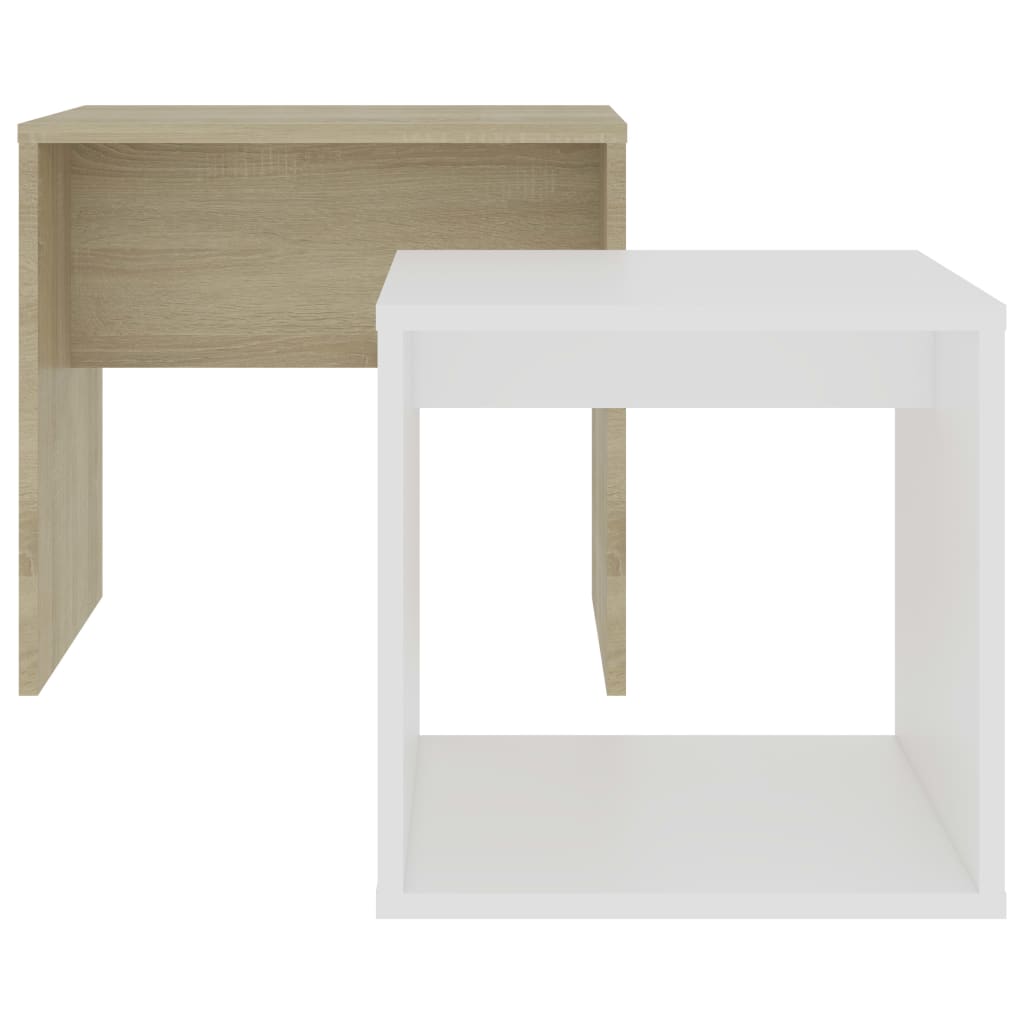 vidaXL Set stolića za kavu bijeli i boja hrasta 48x30x45 cm od iverice