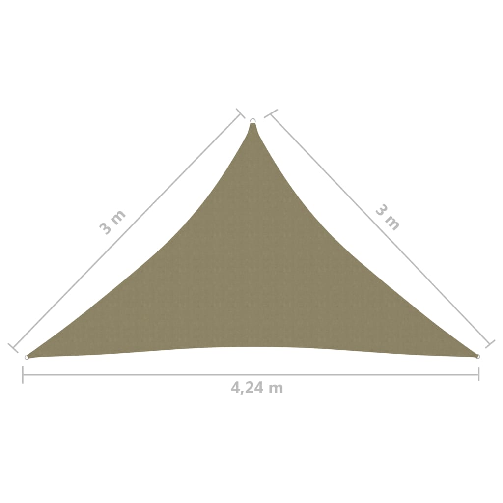 vidaXL Jedro protiv sunca od tkanine Oxford trokutasto 3x3x4,24 m bež