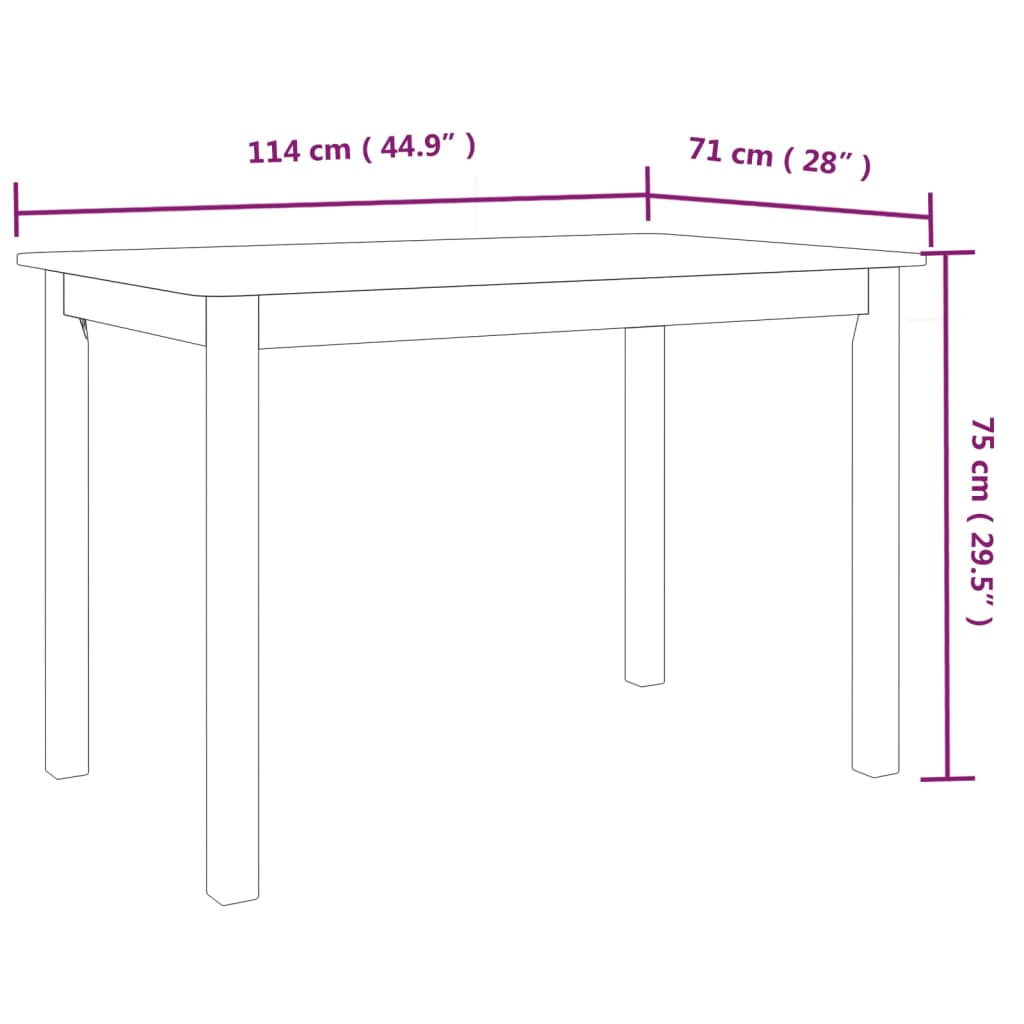 vidaXL Blagovaonski stol bijeo-smeđi 114x71x75 cm od drva kaučukovca