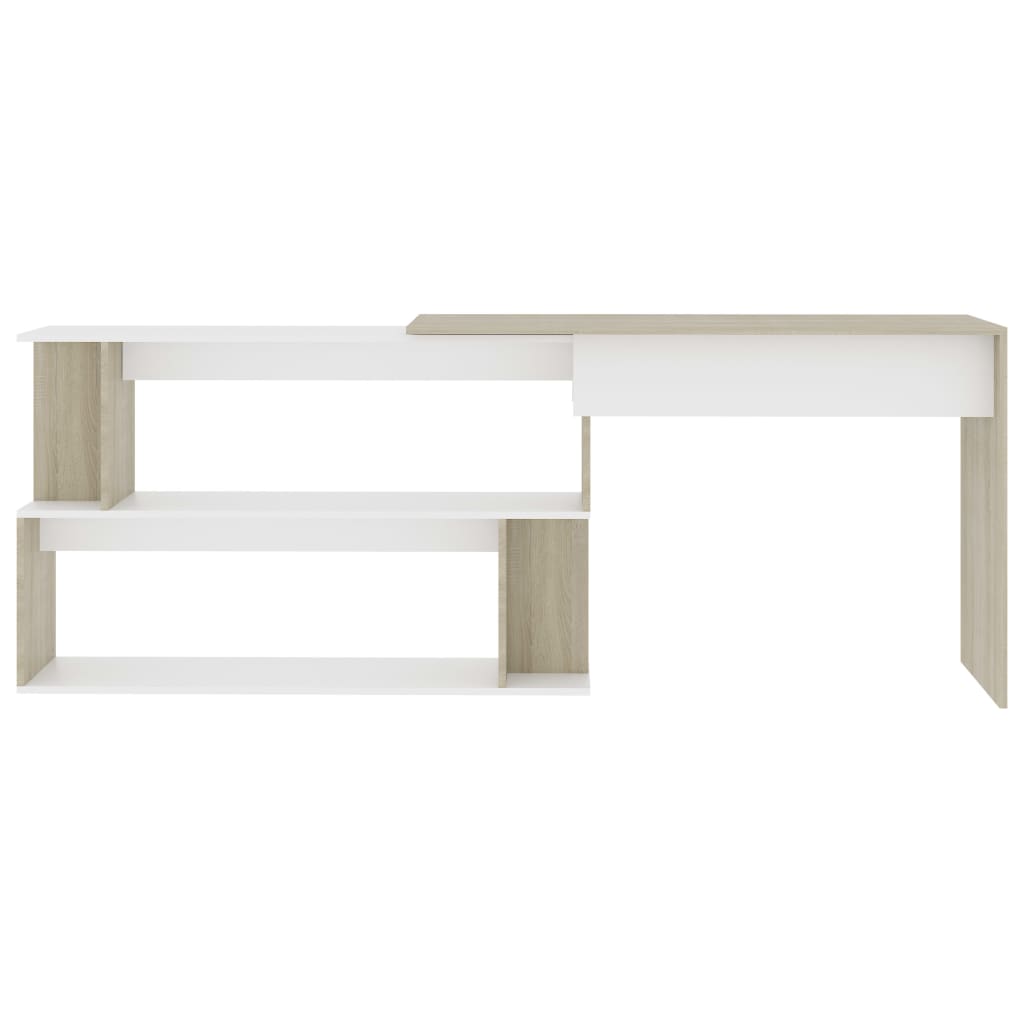 vidaXL Kutni radni stol bijeli i boja hrasta 200 x 50 x 76 cm drveni