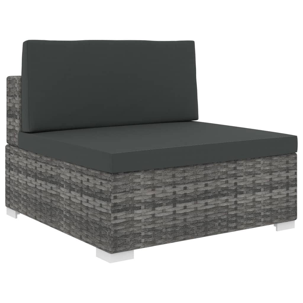 vidaXL Modularna srednja fotelja s jastucima 1 kom od poliratana siva