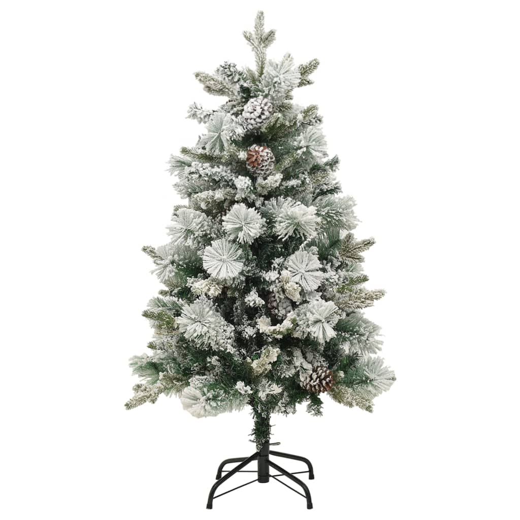 vidaXL Osvijetljeno božićno drvce sa snijegom i šiškama 150 cm PVC/PE
