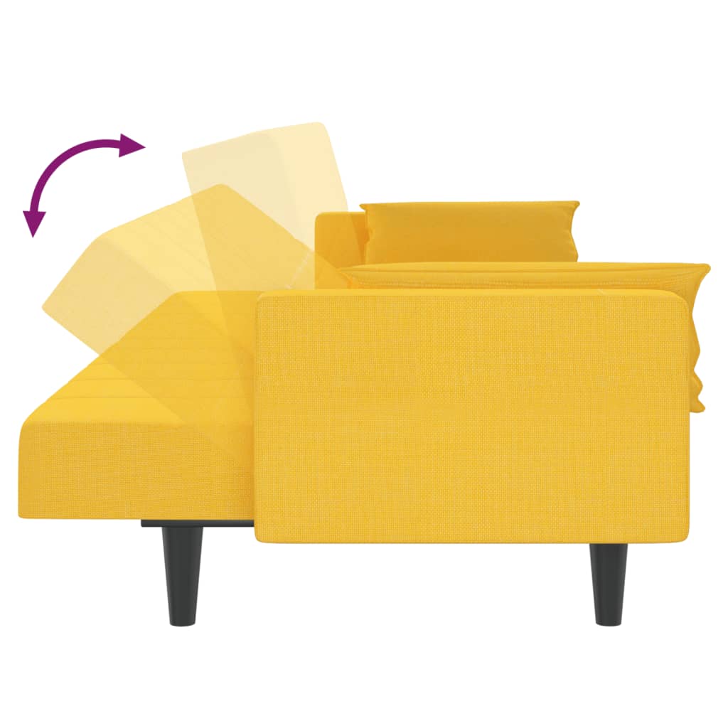vidaXL Dvosjed na razvlačenje s dva jastuka žuti od tkanine