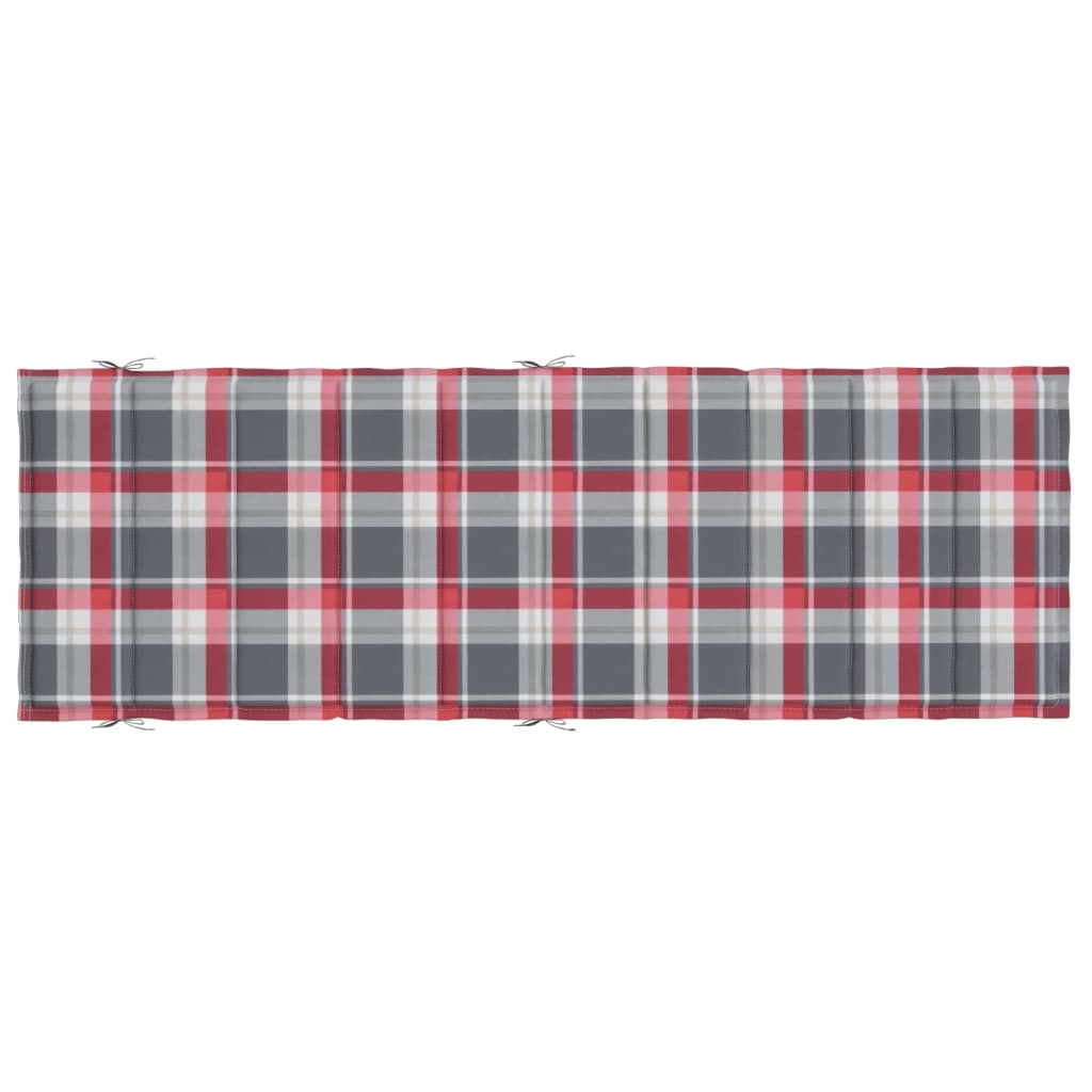 vidaXL Jastuk za ležaljku crveni karirani 186x58x3 cm tkanina Oxford