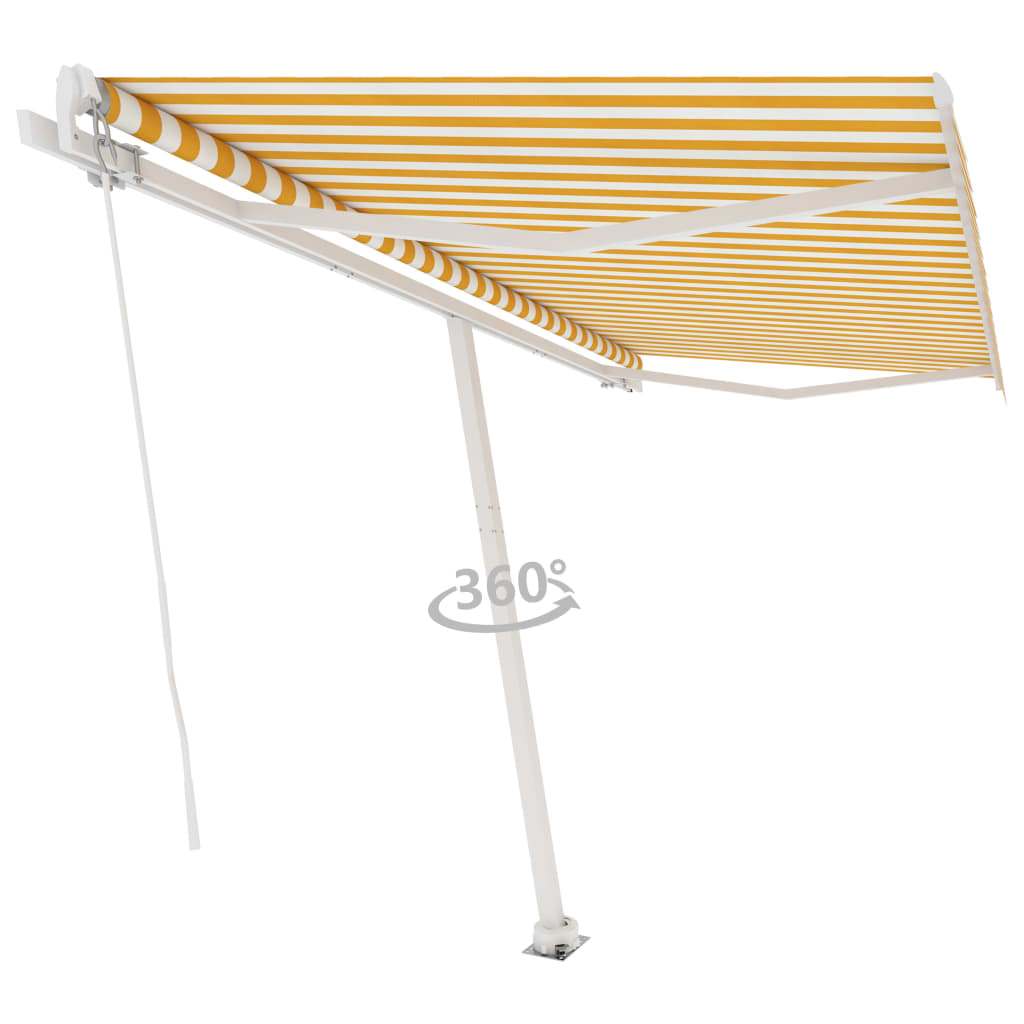 vidaXL Samostojeća tenda na ručno uvlačenje 450 x 350 cm žuto-bijela