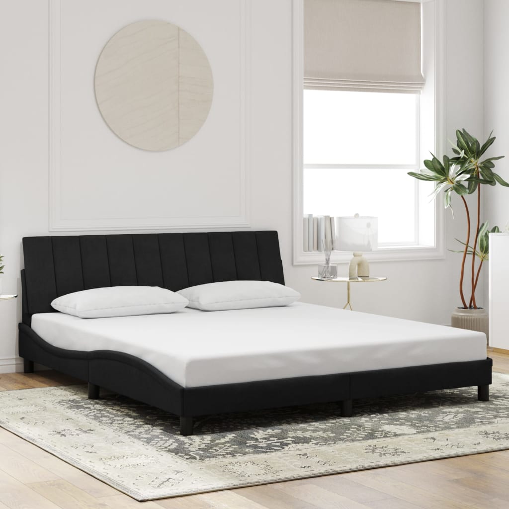 vidaXL Okvir kreveta s LED svjetlima crni 180 x 200 cm baršunasti