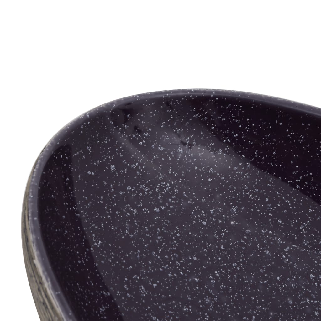 vidaXL Nadgradni umivaonik ljubičasto-siv ovalni 59x40x14 cm keramički