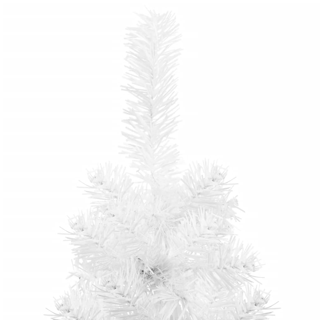 vidaXL Tanka umjetna polovica božićnog drvca sa stalkom bijela 210 cm