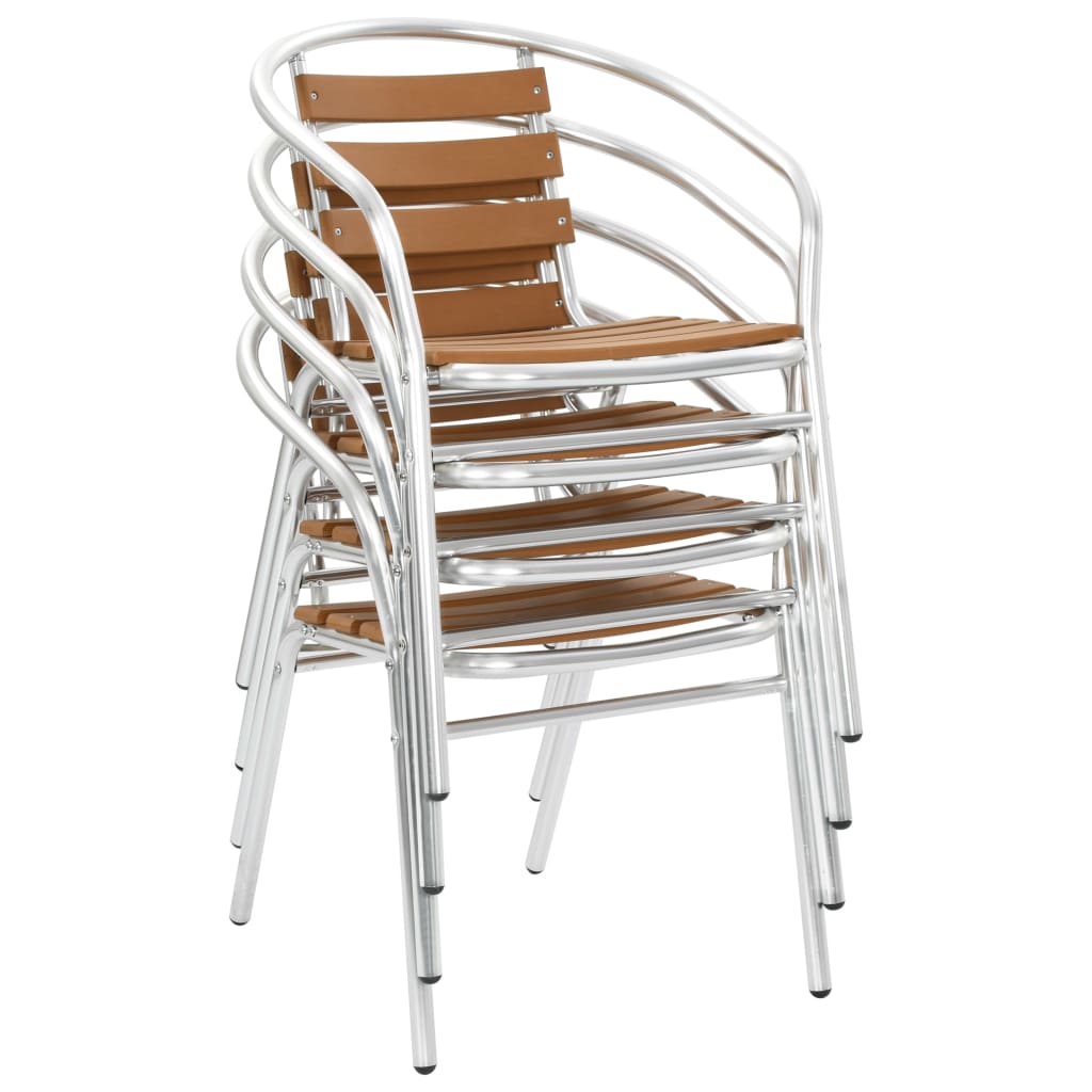 vidaXL Složive vrtne stolice od aluminija i WPC-a 4 kom srebrne