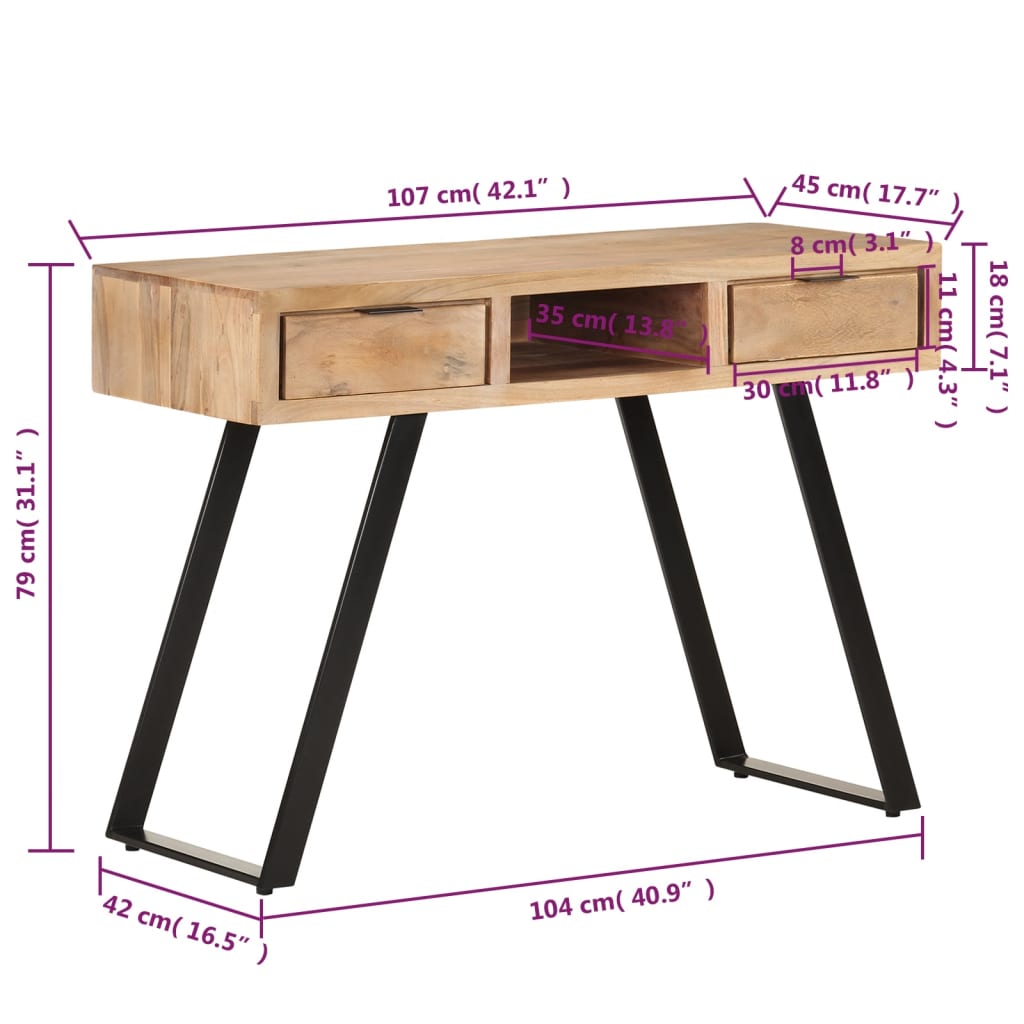 vidaXL Radni stol 107 x 45 x 79 cm od masivnog bagremovog drva