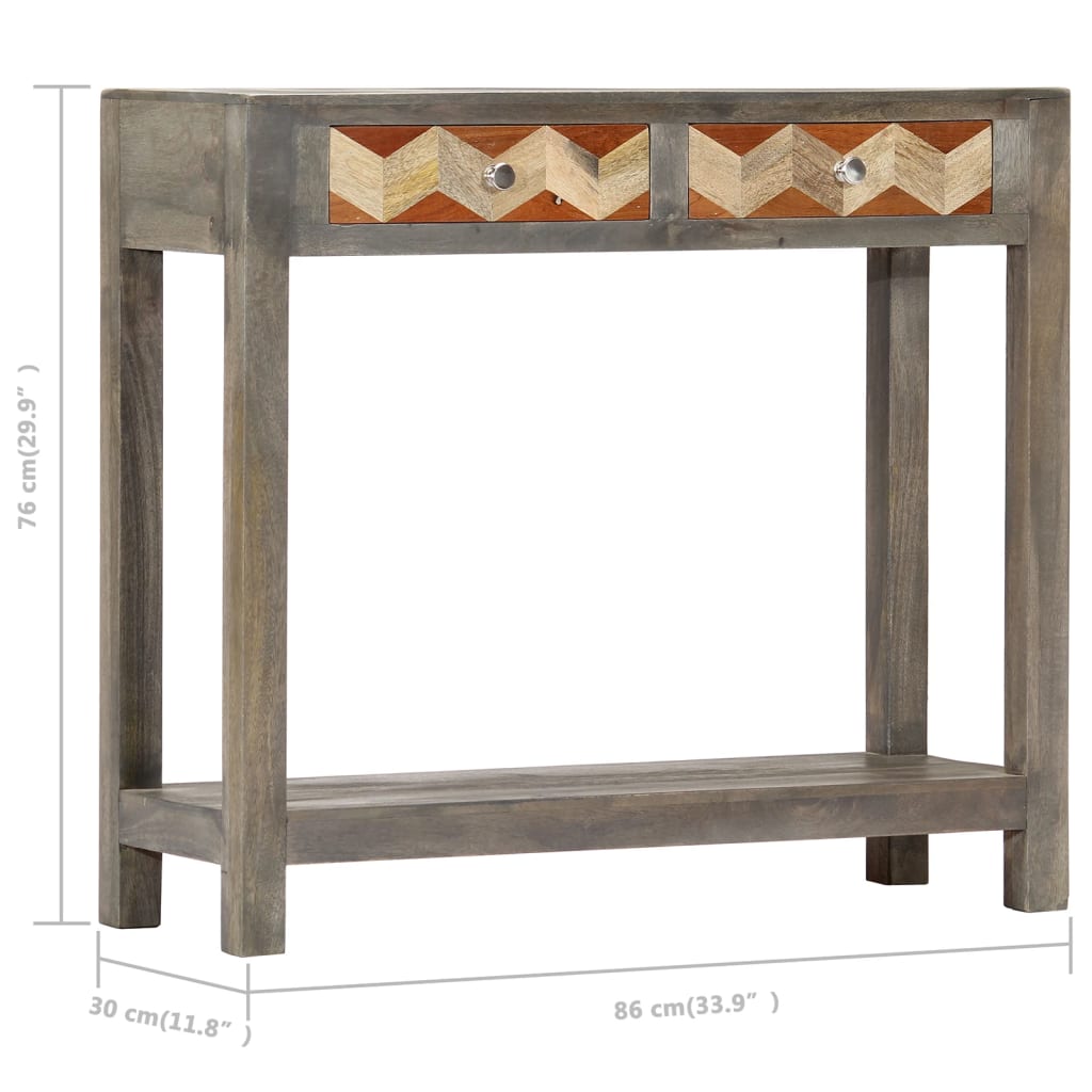 vidaXL Konzolni stol sivi 86 x 30 x 76 cm od masivnog drva manga