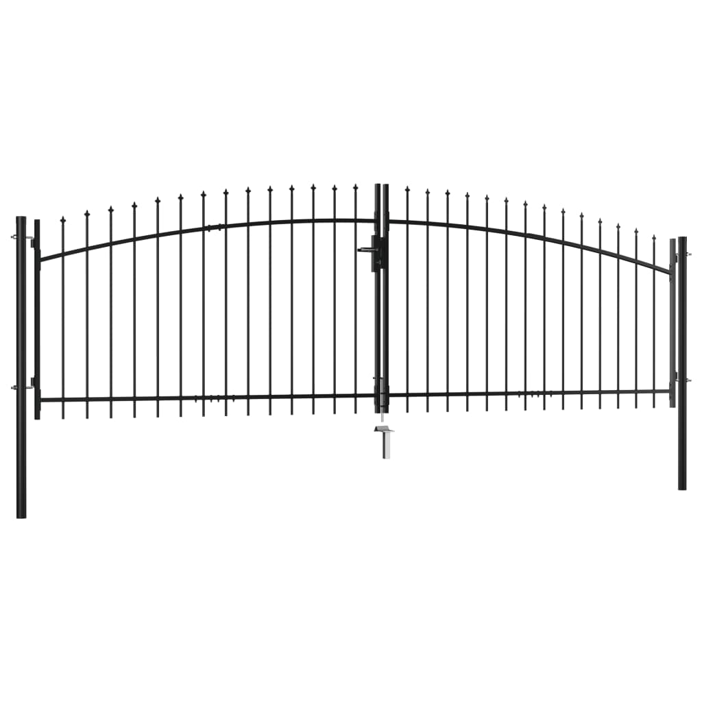 vidaXL Dvostruka vrata za ogradu s ukrasnim kopljima 400 x 200 cm