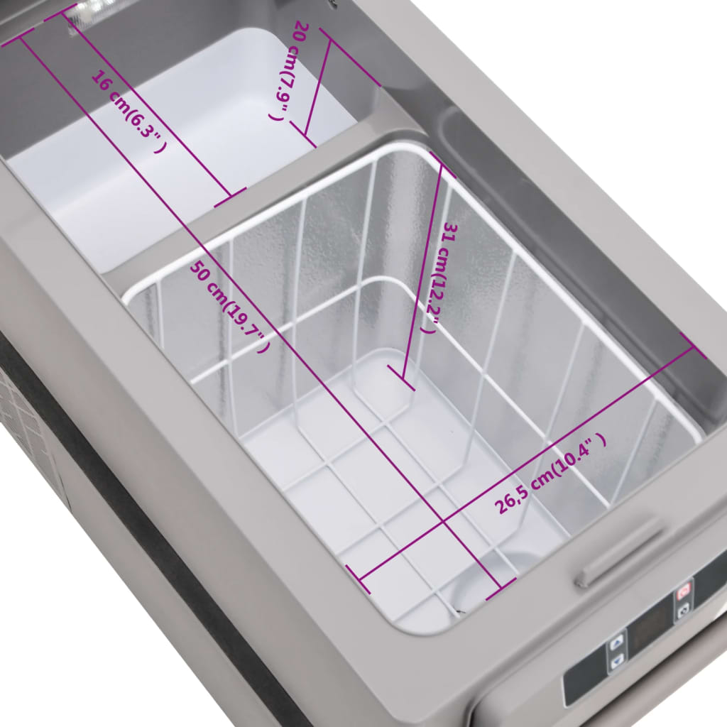 vidaXL Prijenosni hladnjak s ručkom crno-sivi 45 L PP i PE