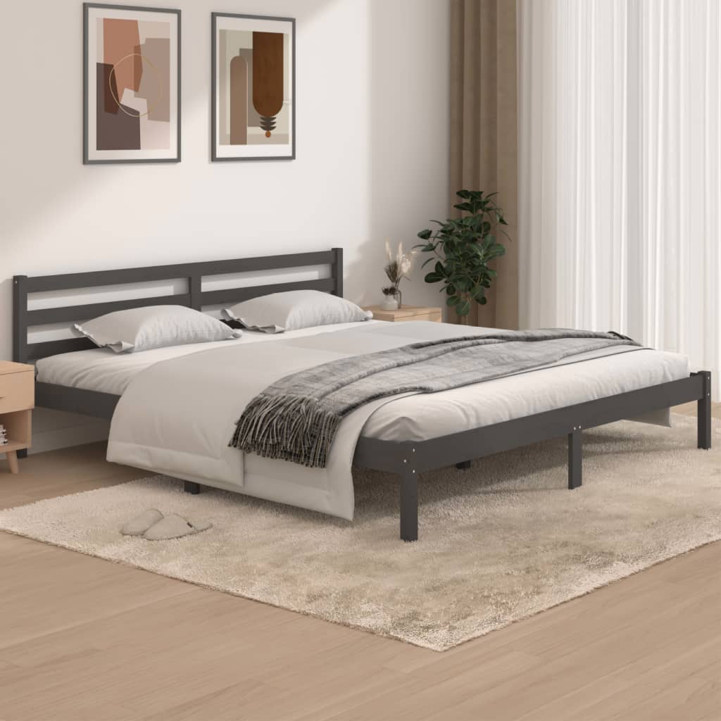 vidaXL Okvir za krevet od borovine 180 x 200 cm sivi veliki bračni