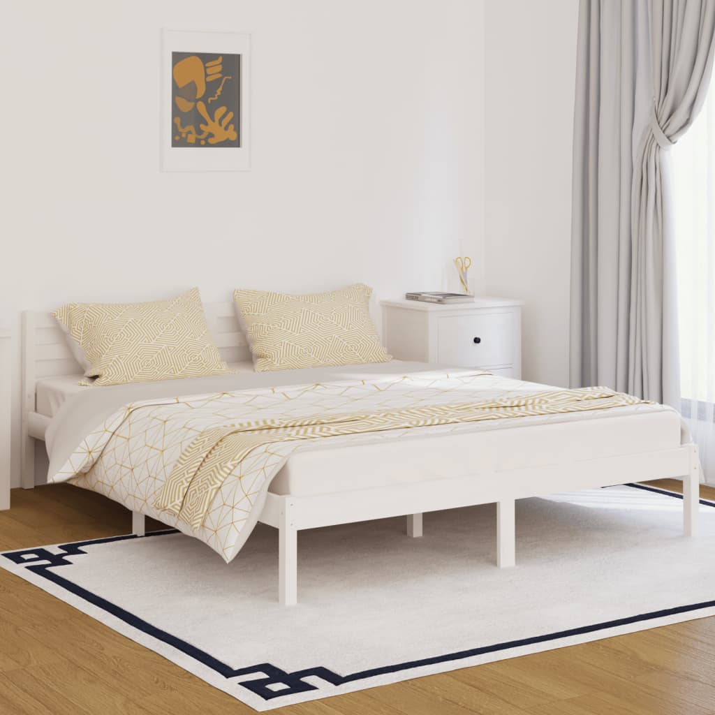 vidaXL Okvir za krevet od masivne borovine 160 x 200 cm bijeli